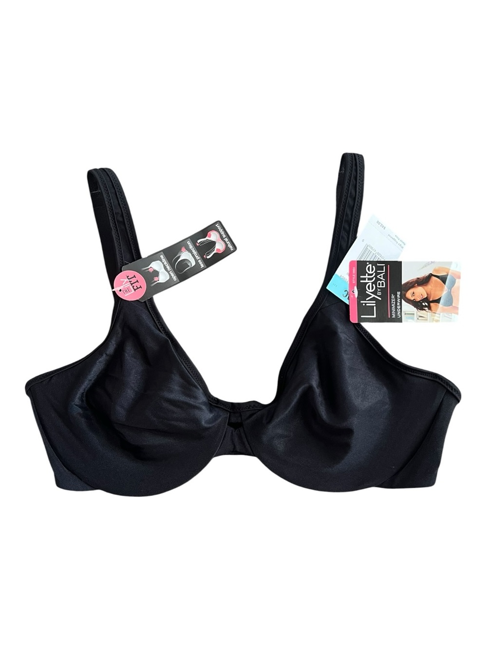 Lilyette By Bali Minimizer Underwire Bra Black 34C New With Tags